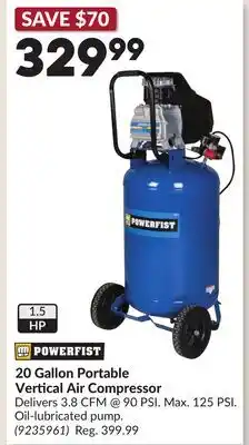 Princess Auto 20 Gallon Portable Vertical Air Compressor offer