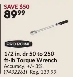 Princess Auto 1/2 in. dr 50 to 250 ft-lb Torque Wrench offer