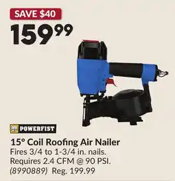 Princess Auto 15° Coil Roofing Air Nailer offer