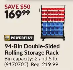 Princess Auto 94-Bin Double-Sided Rolling Storage Rack offer