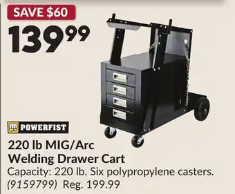 Princess Auto 220 lb MIG/Arc Welding Drawer Cart offer