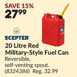 Princess Auto SCEPTER 20 Litre Red Military-Style Fuel Can offer