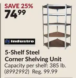 Princess Auto 5-Shelf Steel Corner Shelving Unit offer