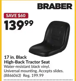 Princess Auto 17 in. Black High-Back Tractor Seat offer