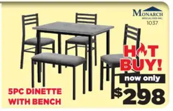Surplus Furniture Grey & Black 5-Piece Dinette with Bench offer