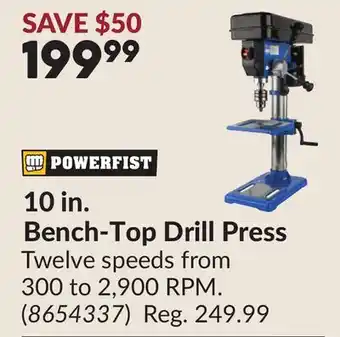 Princess Auto 10 in. Bench-Top Drill Press offer