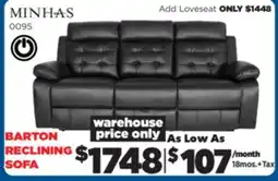 Surplus Furniture Barton Black Leather Match Power Sofa with Drop Down Table offer