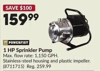 Princess Auto 1 HP Sprinkler Pump offer