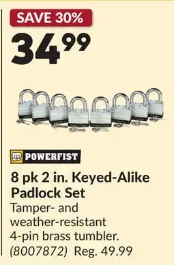 Princess Auto 8 pk 2 in. Keyed-Alike Padlock Set offer