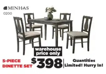 Surplus Furniture Kaylee Weather Grey 5-Piece Dinette Set offer