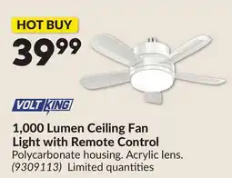 Princess Auto 1,000 Lumen Ceiling Fan Light with Remote Control offer