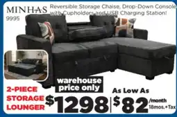Surplus Furniture Colsen Grey Sleeper Sectional with Drop Down Table offer