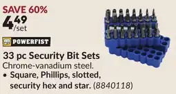 Princess Auto Square, Phillips, slotted, security hex and star., 33 pc Security Bit Sets offer