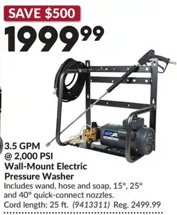 Princess Auto 3.5 GPM @ 2,000 PSI Wall-Mount Electric Pressure Washer offer