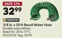 Princess Auto 3/8 in. x 50 ft Recoil Water Hose offer