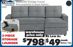 Surplus Furniture Stone Grey Storage Sleeper Sectional offer