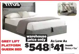 Surplus Furniture Grey Lift Platform Complete Queen Bed with Storage offer