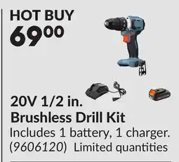 Princess Auto 20V 1/2 in. Brushless Drill Kit offer