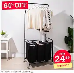 Kitchen Stuff Plus Noir Garment Rack with Laundry Bags offer