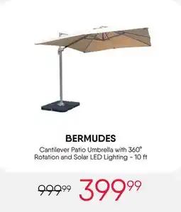 Meubles RD Bermudes - Cantilever Patio Umbrella with 360° Rotation and Solar LED Lighting - 10 ft offer