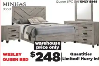 Surplus Furniture Wesley Light Grey Queen Bed offer