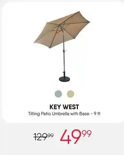 Meubles RD key west - Beige Tilting Patio Umbrella with Base - 9 ft offer