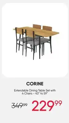 Meubles RD Corine - Extendable Dining Table Set with 4 Chairs - 43.3 to 59 offer