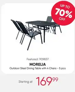 Meubles RD MORELIA Outdoor Steel Dining Table with 4 Chairs - 5 pcs offer