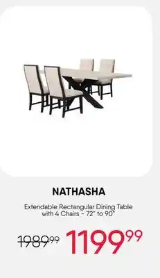 Meubles RD Nathasha - Extendable Dining Table with 4 Creamy White Chairs - 72 to 90 offer