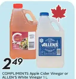 Safeway COMPLIMENTS Apple Cider Vinegar or ALLEN'S White Vinegar offer