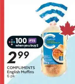 Safeway COMPLIMENTS English Muffins 6 pk offer