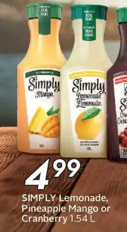 Safeway SIMPLY Lemonade, Pineapple Mango or Cranberry offer