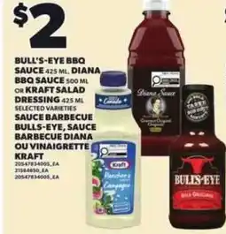 Independent Grocer Bull's-eye bbq sauce, diana bbq sauce or kraft salad dressing offer