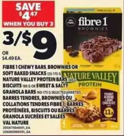 Independent Grocer Fibre 1 chewy bars brownies or soft baked snacks nature valley protein bars or biscuits or sweet & salty granola bars offer