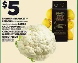 Independent Grocer Farmer's market lemons or large cauliflower offer