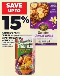 Independent Grocer Nature's path cereal or pc organics honey offer