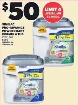 Independent Grocer Similac pro-advance powder baby formula tub offer