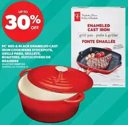 Dominion Pc red & black enameled cast iron cookware stockpots, grills pans, skillets, roasters, dutch ovens or braisers offer