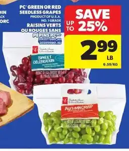 Atlantic Superstore PC Green or red seedless grapes offer