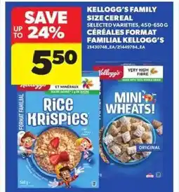 Atlantic Superstore KELLOGG'S Family size cereal offer