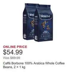 Costco Caffè Borbone 100% Arabica Whole Coffee Beans, 2 × offer