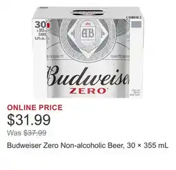 Costco Budweiser Zero Non-alcoholic Beer, 30 × offer