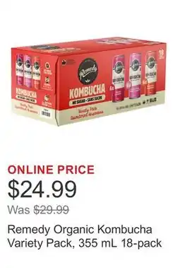 Costco Remedy Organic Kombucha Variety Pack, 355 mL 18-pack offer
