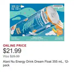 Costco Alani Nu Energy Drink Dream Float 355 mL, 12-pack offer