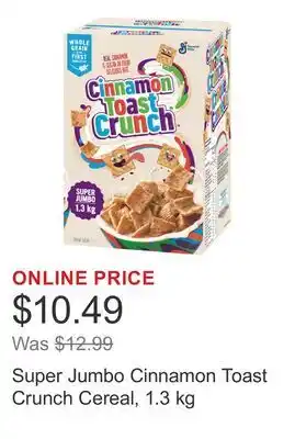 Costco Super Jumbo Cinnamon Toast Crunch Cereal offer