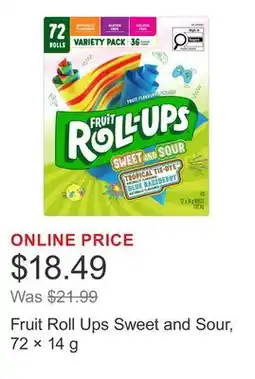 Costco Fruit Roll Ups Sweet and Sour, 72 × offer