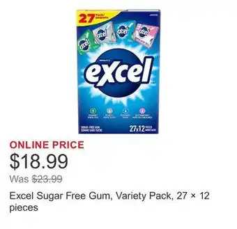 Costco Excel Sugar Free Gum, Variety Pack, 27 × 12 pieces offer