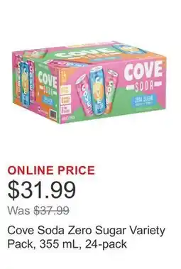 Costco Cove Soda Zero Sugar Variety Pack, 355 mL, 24-pack offer
