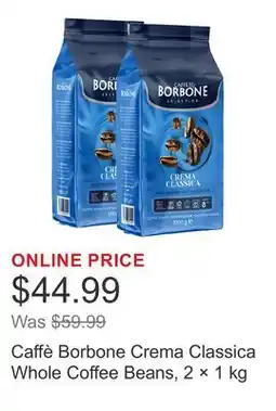 Costco Caffè Borbone Crema Classica Whole Coffee Beans, 2 × offer