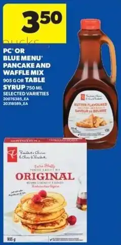 Real Canadian Superstore Pc or blue menu pancake and waffle mix offer